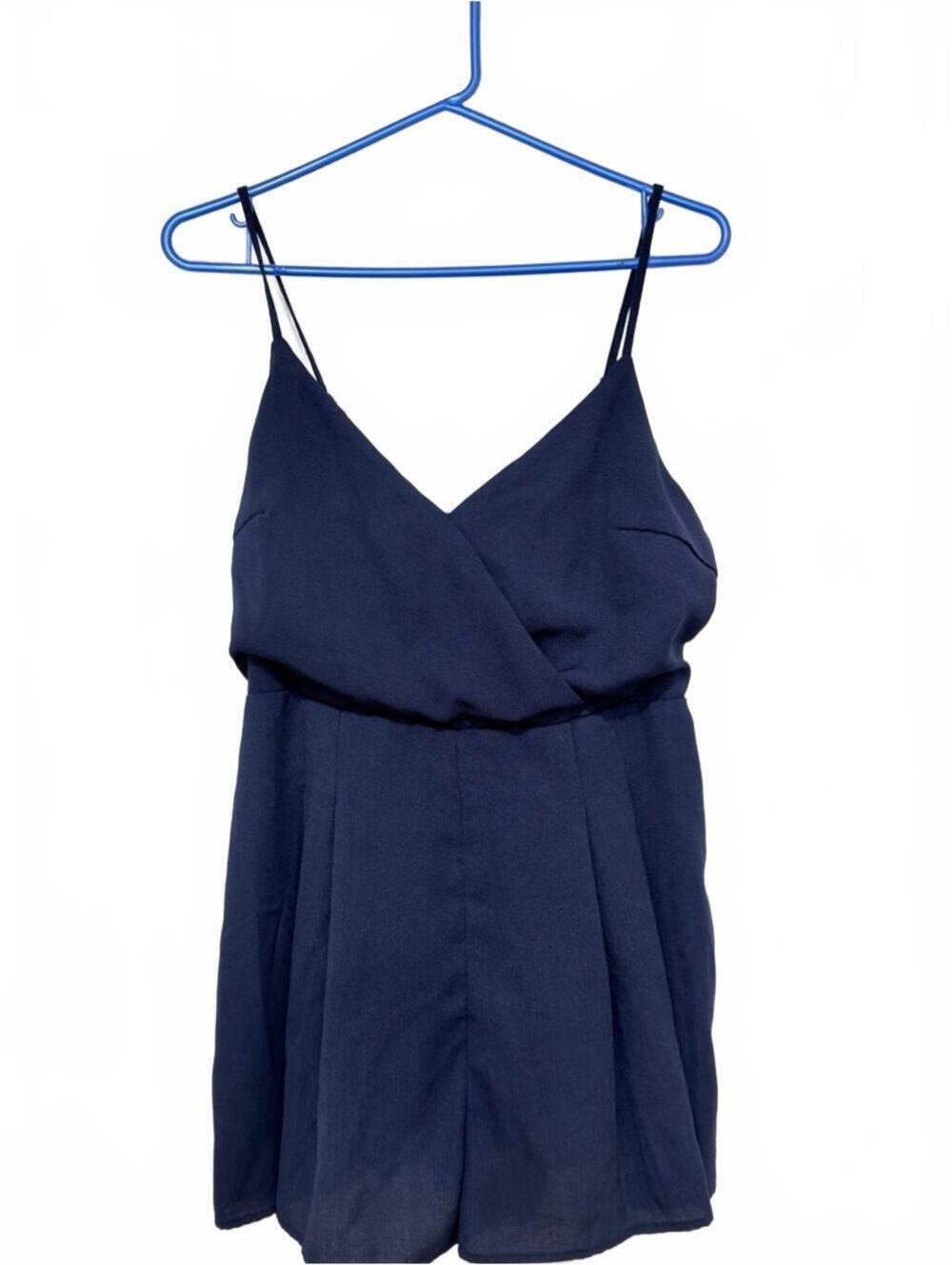 Lulus Navy Blue Flowy Surplice Cami Romper Size Large